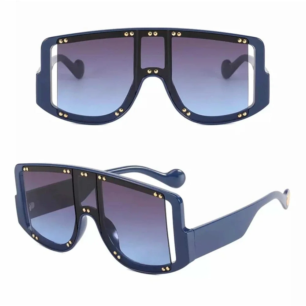 Oversized‎ XXL Shield Sunglasses Studded Accents Fashion Statement Women Luxury